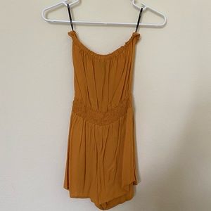 Forever 21 strapless golden yellow romper
